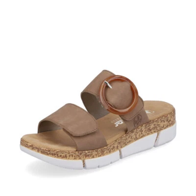 Rieker Damen Pantolette Pantoletten Sandalen Hausschuhe Schuhe beige V2392