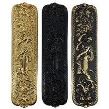 Art Deco or Nouveau Woman Brass Push Plate 9.75 Inches - Choose Finish