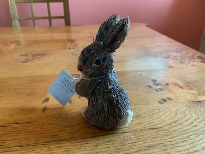 Gisela Graham Vintage Borsten Osterhase mit Etiketten, unbenutzt, Blumenarrangement