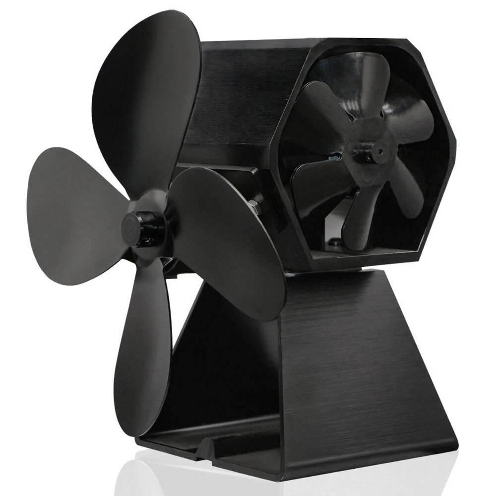 Double Fan Blade Fireplace Fan Temperature Heat Powered Stove Eco-friendly  Fan | eBay