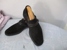 CESARE PACIOTTI MADE IN ITALY scarpe uomo pelle scamosciata nera fibbia laterale uk 6,5