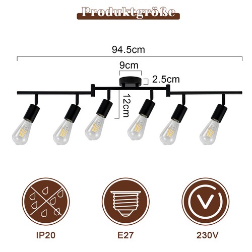 Deckenlampe Spotleuchte Deckenleuchte 350° Lampe 1-6 Flammig Flur Wohnzimmer E27 - Bild 28 von 28