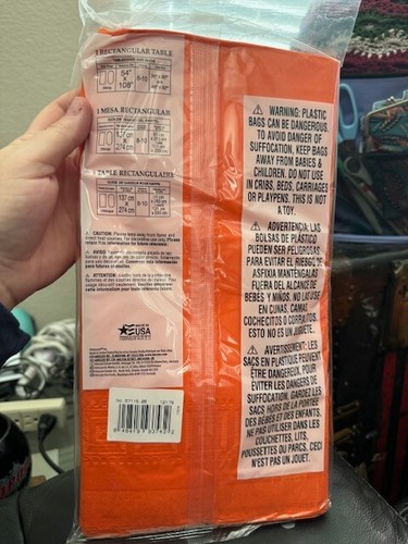 Amscan Plastic-Lined Sunkissed Orange Table Cover 54x108" New! - Picture 2 of 2