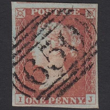 U48_23 GB QV 1841 1d RED-BROWN PLATE 86 SG8-B1(1) IJ FU 4 MARGINS ROCHESTER 650