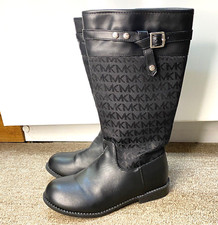 Stivali equitazione alti Michael Kors bambina 2 neri firmati Ranee tessuto cerniera laterale