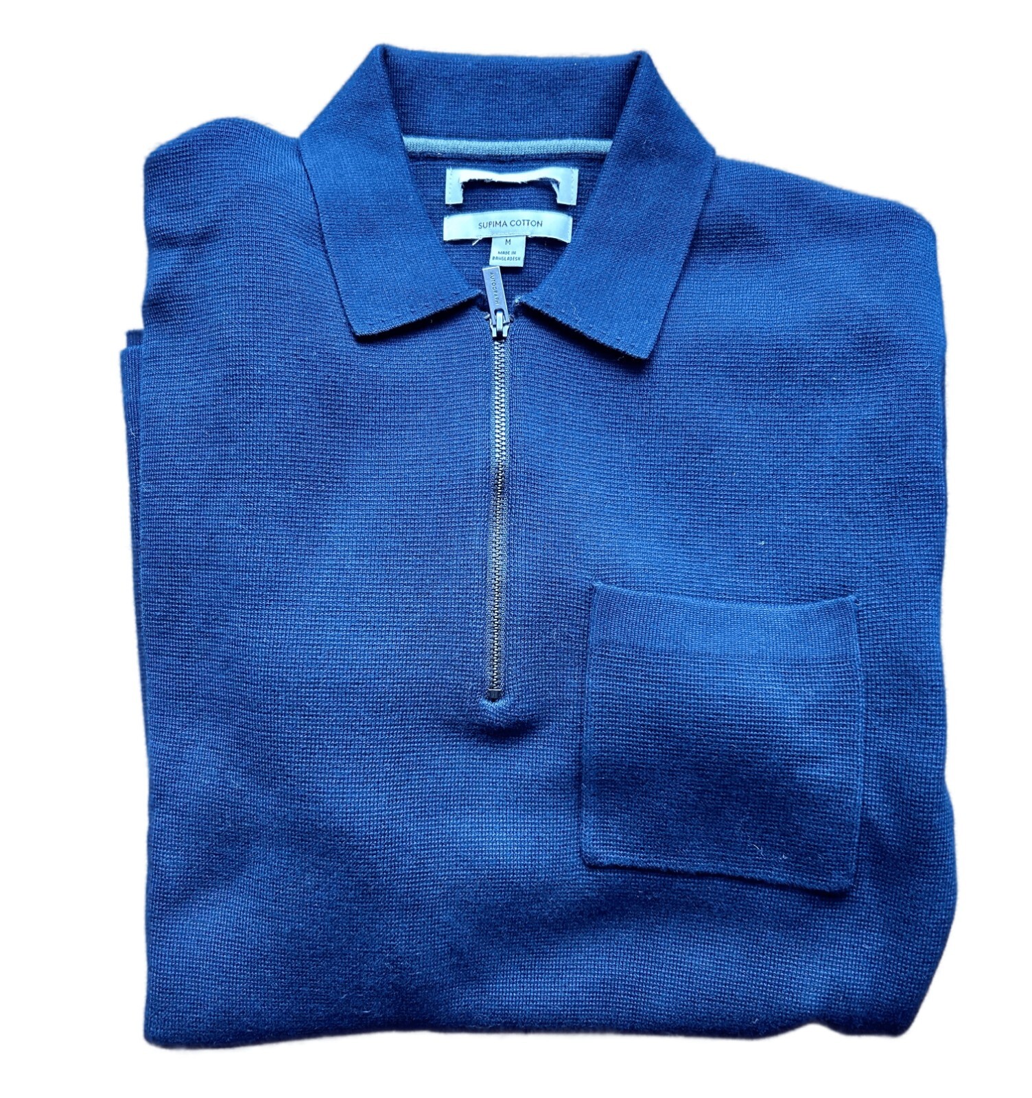 M&S Mens Premium 100 Supima Cotton Zip Neck Polo Shirt Autograph Marks