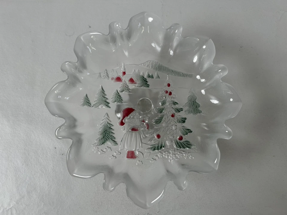 MIKASA Vacaciones Navidad Paisaje Cristal Patas Bon Bon 9.5" Hecho en Alemania Foto 4 de 4