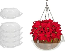 Curtis Wagner Plastics Clear Hanging Basket Drip Pan, 12-14" (5 Pack)
