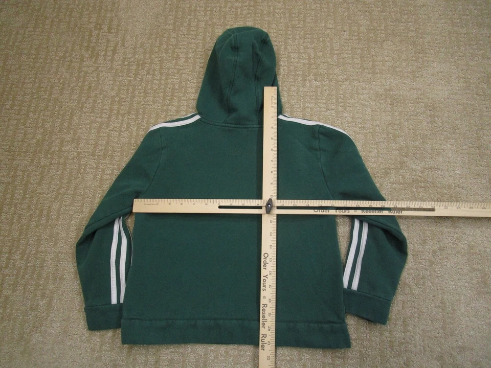 Moletom Adidas com capuz masculino verde médio juvenil infantil canguru bolso pulôver - Imagem 4 de 4