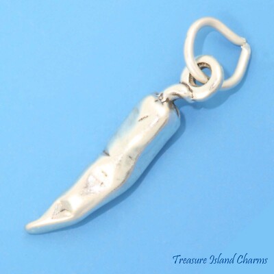 Hot Chili Pepper Vegetable 3D 925 Solid Sterling Silver Charm MADE IN USA