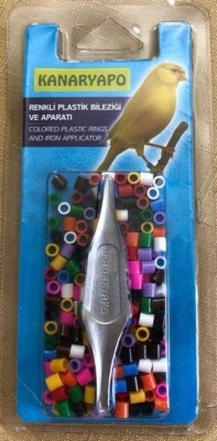 PET SHOP AMERICA Canary Finch 2.9 mm Bands Leg Rings Applicator 10 color Plastic 225 -250 Pcs