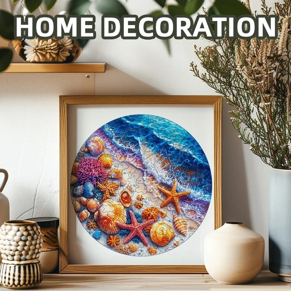 Holzpuzzle Strand 29x29cm Umweltfreundlich DIY Puzzle Geschenk Deko Erwachsene - Bild 4 von 4