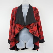 Katherine Barclay Cardigan Womens S Red Plaid...