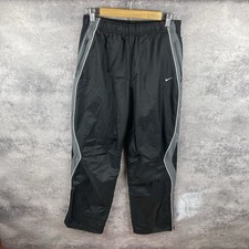 Vintage Nike Y2K Swoosh Black Gray Track Zip Baggy Trouser Pants Drill Travis