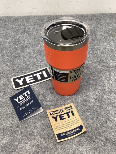 YETI Rambler 20 oz Stackable Cup Papaya Color Magnetic Snap Open/Close Lid - Picture 3 of 7
