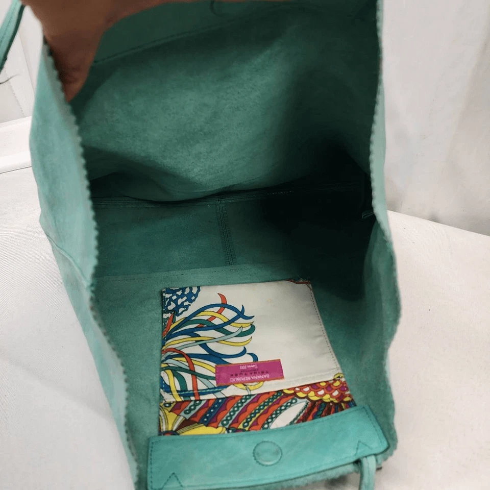 Trina Turk & Banana Republic 大号蓝绿色皮革托特包 Beach Boho Chic — 第 4/4 张图片