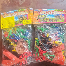 Cowboys Indians Western Cowboy Play Set 48 Pcs Plastic Figures, 2 Bags