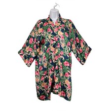 VTG Victoria's Secret 100 Silk Kimono Robe Floral Animal Print No Belt One Size