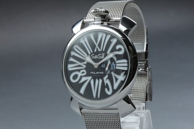 [Near MINT] GaGa Milano Manuale46 5080 Black Dial Quartz Men's Watch From JAPAN