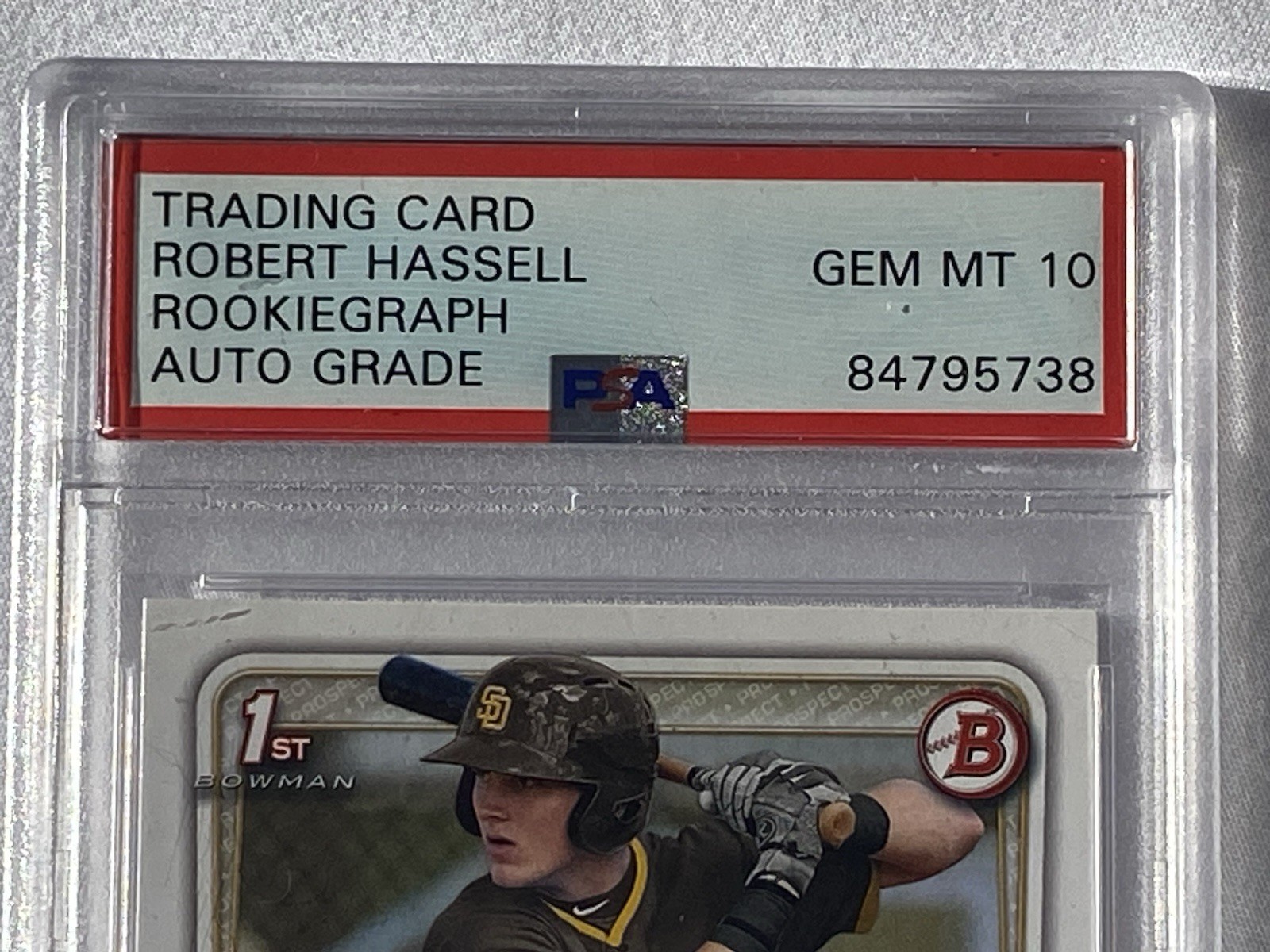 ROBERT HASSELL III PSA 10 TOPPS BOWMAN 2020 Draft San Diego Padres Baseball Card view 5
