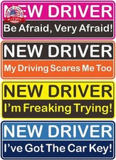 4 Pack Reflective Student Driver Car Magnet, Funny Magnetic Bumper Sticker Safet