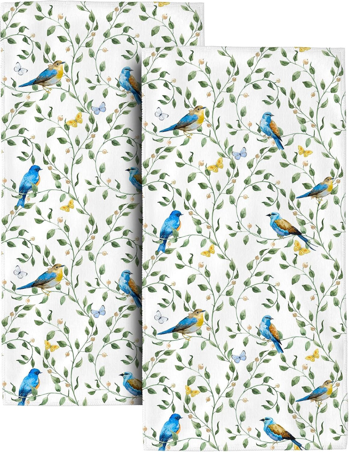 Bird Bath Hand Towels Set of 2 Soft Absorbent Garden Decorative Hand Towels for