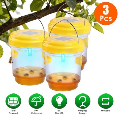 3Packs Solar Wasp Traps Garden Hanging Insect Catchers Fruit Flies House Flies