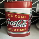 Coca-Cola 1990 Ice Cold Vintage Red Metal Trash Can 13" Tall