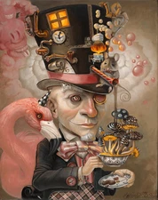 Mad Hatter Alice in Wonderland fantasy steampunk surreal poster 17.5x13 inches 