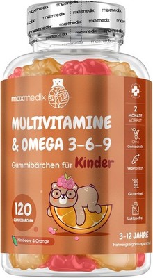 Multivitamin Gummibärchen für Kinder - Mit Omega 3 6 9, Vitamin C - 120 Multivit