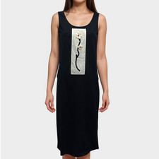 Prada Women's Black and White Cotton Flower Appliqué Dress, size UK8