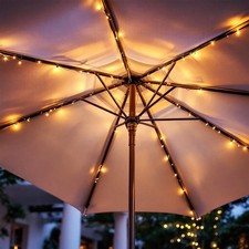 Solar Sonnenschirm Lichterkette 72 LED - 8x 1,2 m - Garten Deko Licht warm weiß