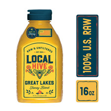 Local Hive, Raw  Unfiltered, 100 U.S. Great Lakes Honey blend, 16 Oz Bottle...