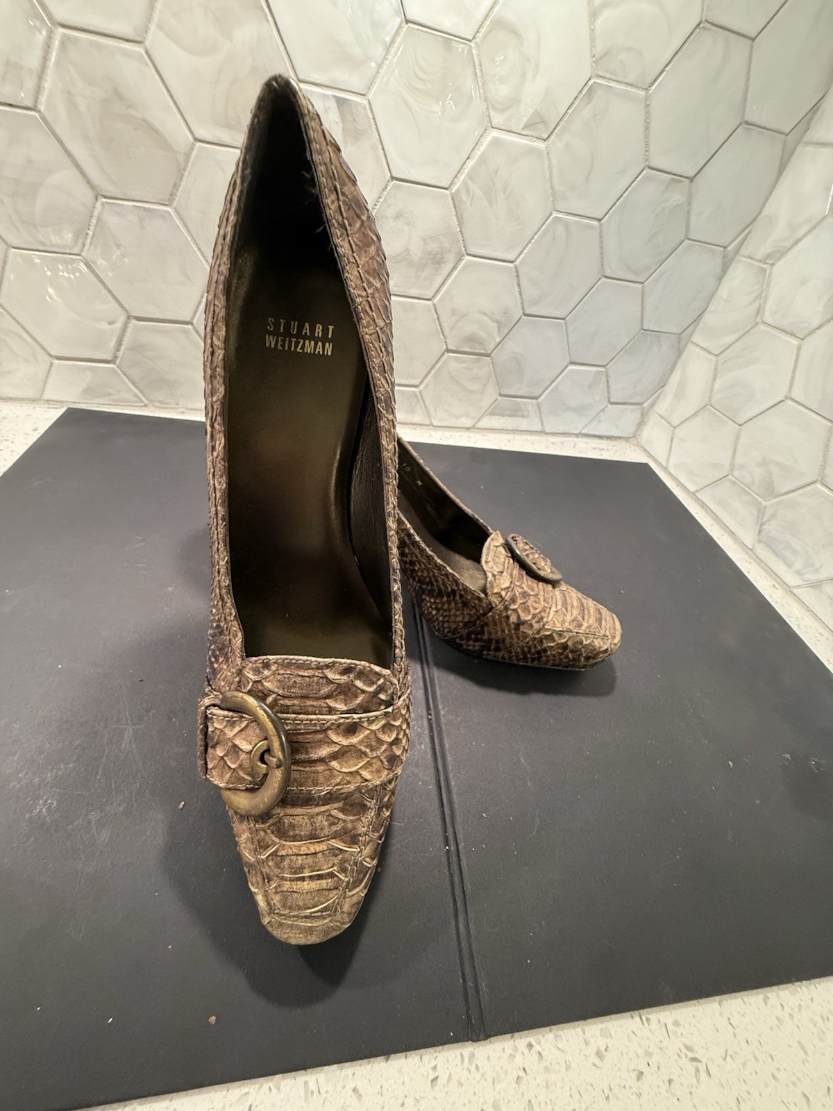 Stuart Weitzman Python Pumps Brown Snakeskin Buck… - image 7