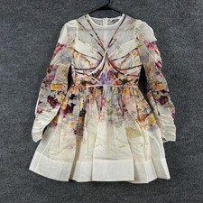 Zimmermann Dress 2 Prima Paneled Floral Silk Linen Organza Mini Romantic Luxury
