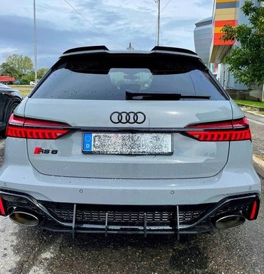 Wide Performance diffuser for Audi RS6 C8 Rear Bumper with ribs / fins