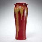 Tall Weller Pottery Turkis Classically Shaped Deco Vase w/Two Molded Handles 15"