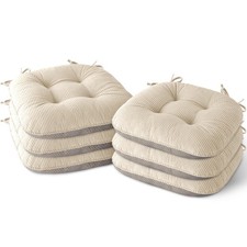 MineCozy Indoor Dining Chair Cushions Set of 6, 17"L x 16"W x 3"H, Cream