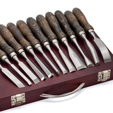 12 Piece Wood Chisel Set for Woodworking Tools Wood Carving Tools with Wooden...