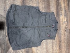Wrangler Workwear Quilted Vest Full Zip Pockets Canvas Gray