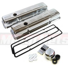 Sb Chevy 350 Logo Valve Cover Kit Short Sbc 283 305 327 383 V8 Hot Rod Chrome Sb Chevy 350 Logo Valve Cover Kit Short Sbc 283 305 327 383 V8 Hot Rod Chrome