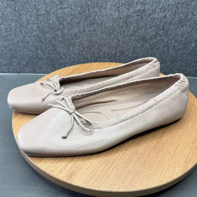 #ad #ad Louise et Cie Lo Ariell Leather Ballet Flats Square Toe Slip On Nude Beige Sz 6 $22.00