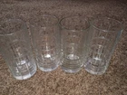 Set Of 4 VINTAGE ANCHOR HOCKING Tartan Manchester  Clear Tumbler  6 1/8”