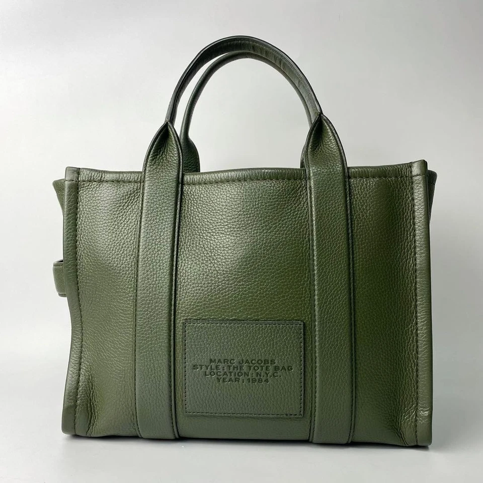 MARC JACOBS THE TOTE BAG Bolso de Hombro Gran Capacidad Cuero Verde Caqui, Usado Foto 4 de 4