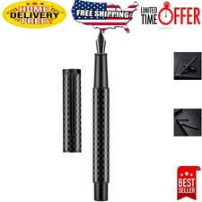 Elegant Carbon Fiber Fountain Pen Set: Medium Nib & Refillable Converter Inside