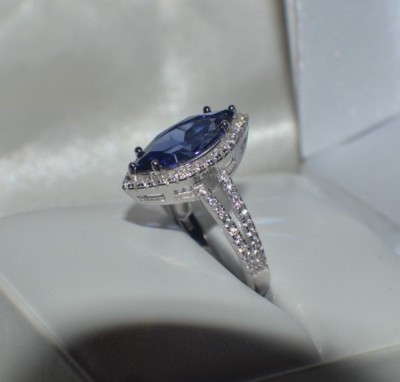 7 CARAT PREMIUM AAA TANZANITE & 76 FLAWLESS DIAMONDS COCKTAIL GYPSY 14K GP  S 7.
