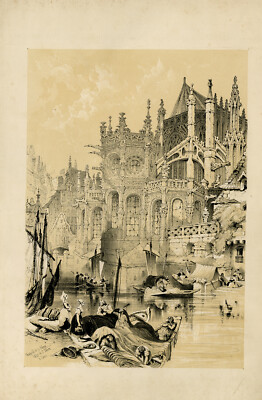 Antiker Meisterdruck - ARCHITEKTUR - CHAPELLE DE LA VIERGE IN CAEN - Willson - 1838