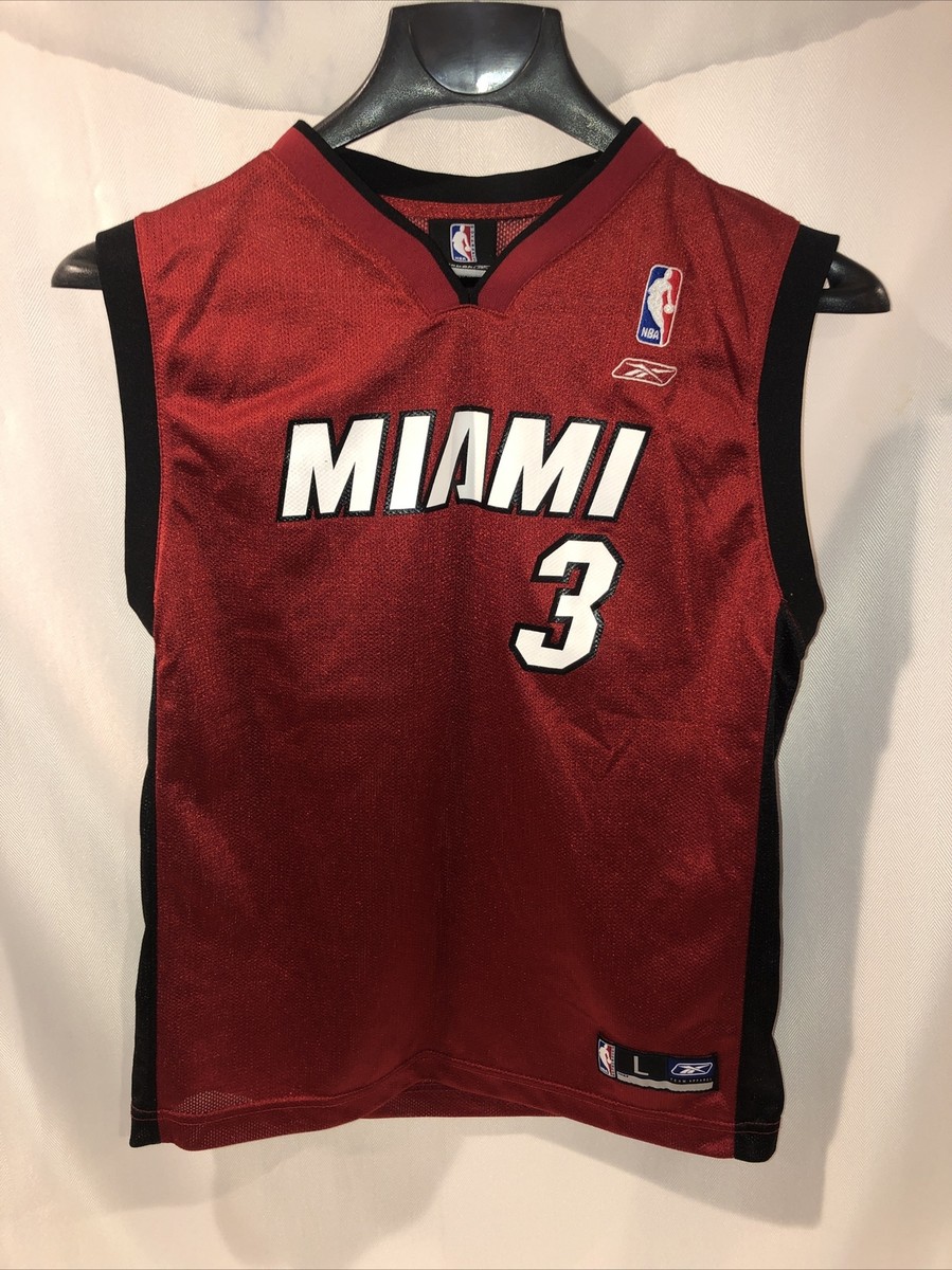 Reebok Dwayne Wade Miami Heat #3 NBA Black Red Jersey Boys
