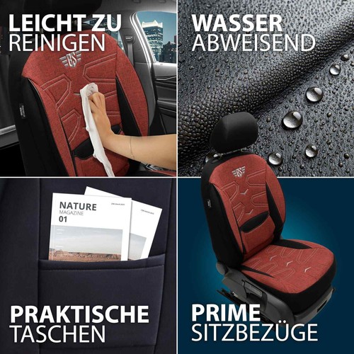 2x Fundas de asiento adecuadas para Hyundai i30 GD desde 2011-2017 (negro-rojo) - Imagen 10 de 12