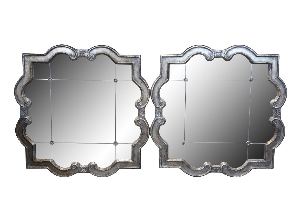 2 Uttermost Prisca 12597P Gothic Quatrefoil Paneled Silver